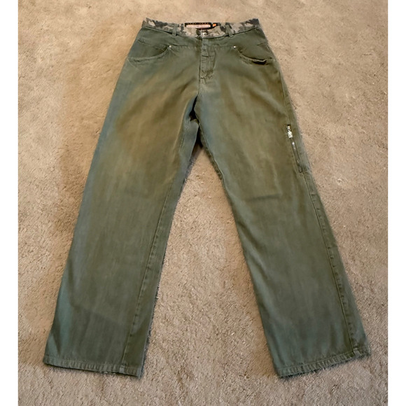 Vintage Phat Farm Pants Mens 32x31 Sug Green Baggy Y2K Grunge Skater Hip Hop - Picture 2 of 9